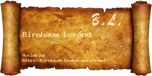 Birnbaum Loránd névjegykártya